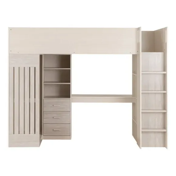 High Sleeper Bed with Desk - White, Grey