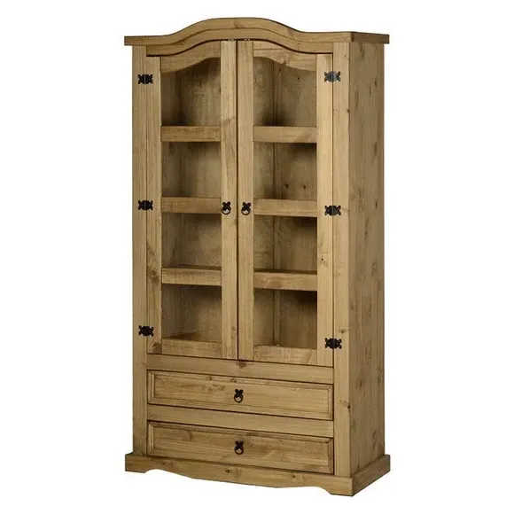 Large Display Unit with Glass Doors - Natural, Pine image