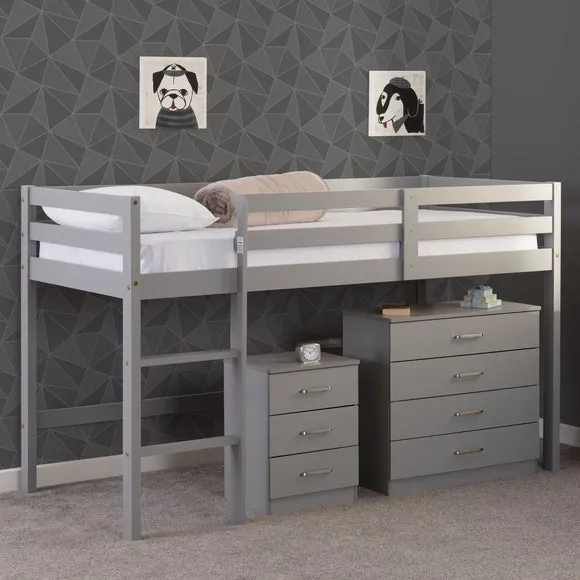 Mid Sleeper Bed Frame with Ladder - Slate