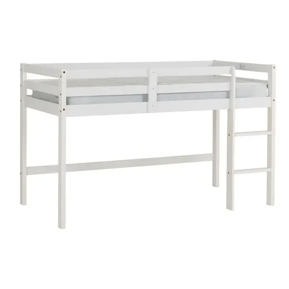 Mid Sleeper Bed Frame with Ladder - White