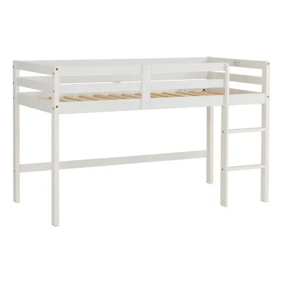 Mid Sleeper Bed Frame with Ladder - White