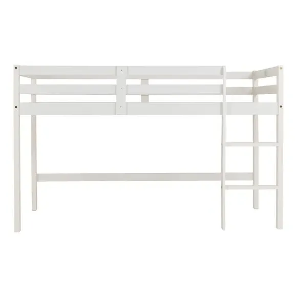 Mid Sleeper Bed Frame with Ladder - White