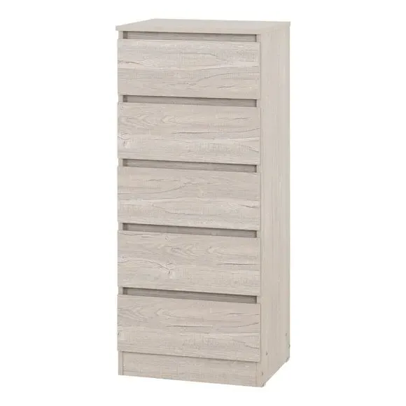 Narrow 5-Drawer Chest - Urban Snow, Wood