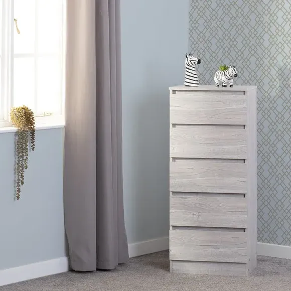 Narrow 5-Drawer Chest - Urban Snow, Wood image