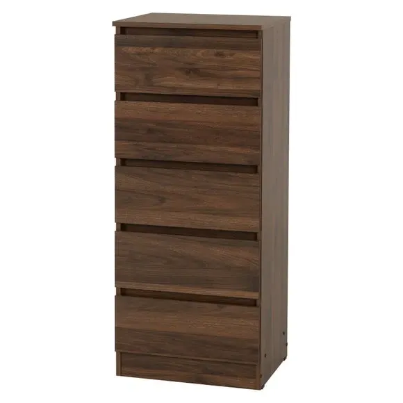 Narrow 5-Drawer Chest - Walnut, Wood