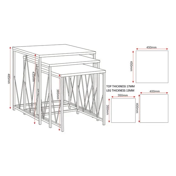 Nest of Tables Set - Grey, Metal
