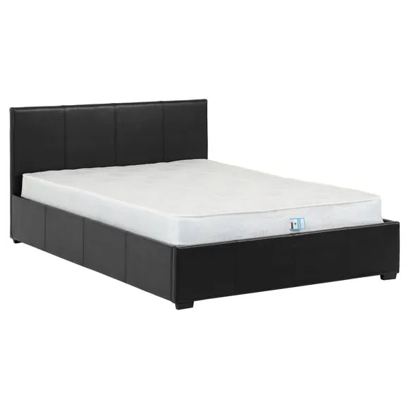 Ottoman Bed Frame with Storage - Black, Faux Leather