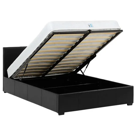 Ottoman Bed Frame with Storage - Black, Faux Leather