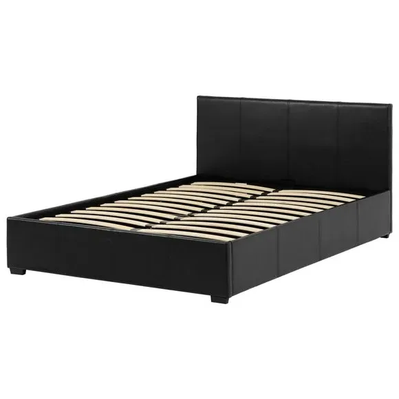 Ottoman Bed Frame with Storage - Black, Faux Leather