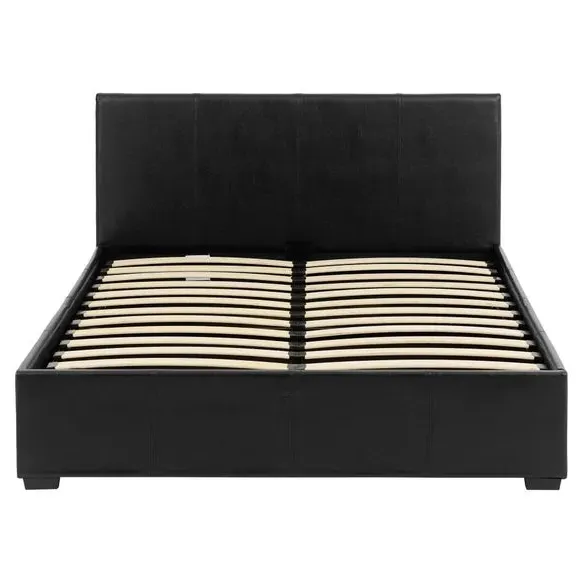 Ottoman Bed Frame with Storage - Black, Faux Leather