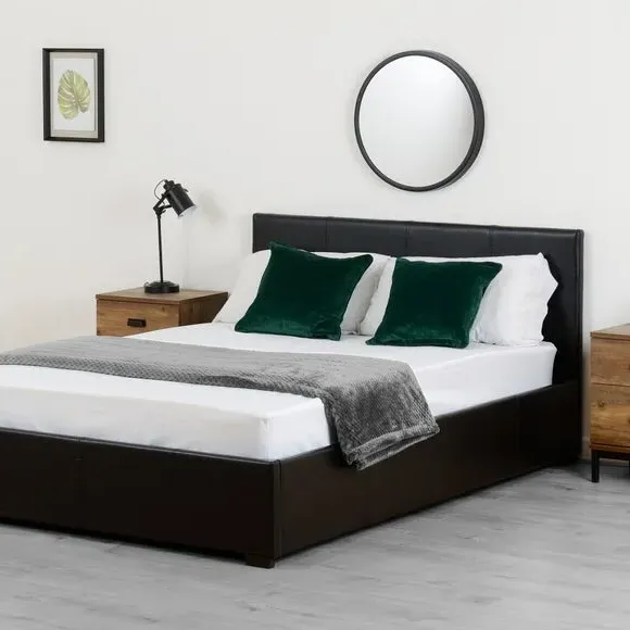 Ottoman Bed Frame with Storage - Black, Faux Leather image