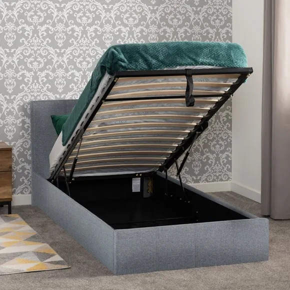Ottoman Bed Frame with Storage - Grey, Linen
