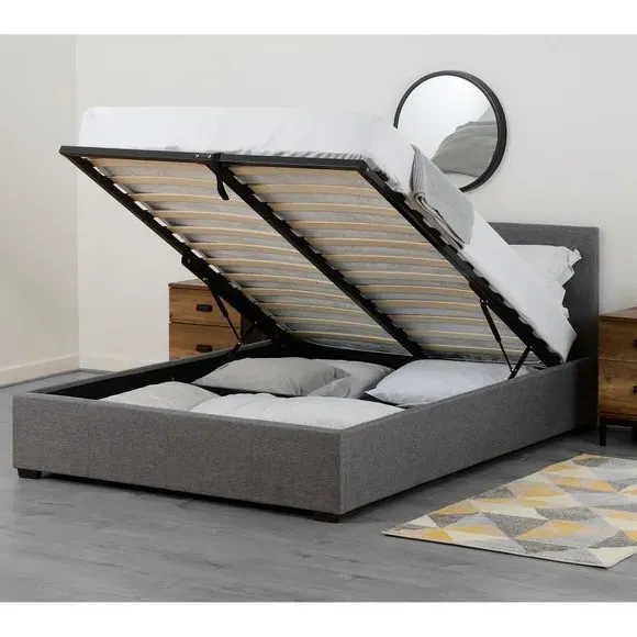 Ottoman Bed Frame with Storage - Grey, Linen