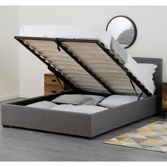 Ottoman Bed Frame with Storage - Grey, Linen
