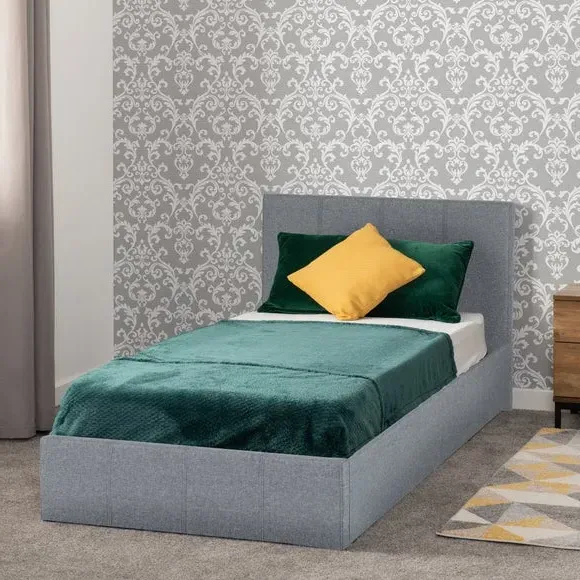 Ottoman Bed Frame with Storage - Grey, Linen image