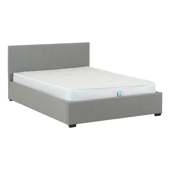 Ottoman Bed Frame with Storage - Light Grey, Faux Leather