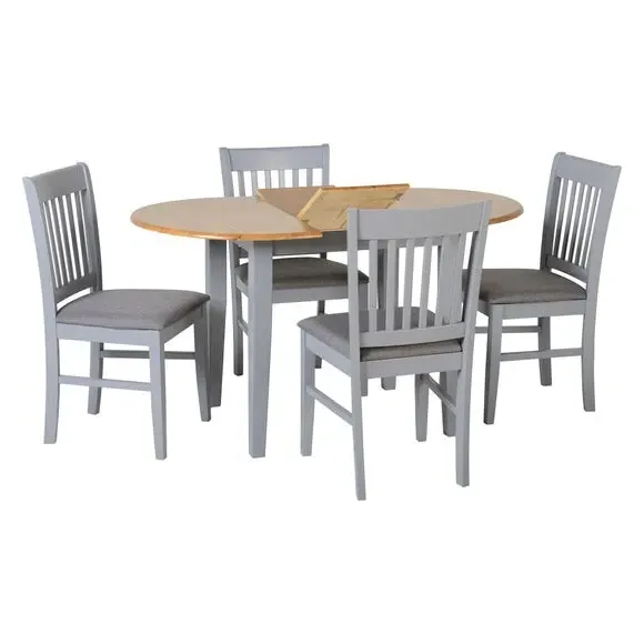 Oval Extendable Dining Set with 4 Chairs - Grey