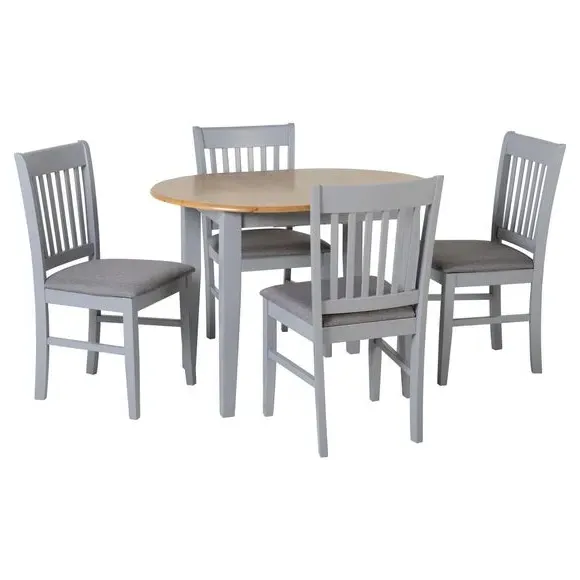 Oval Extendable Dining Set with 4 Chairs - Grey image