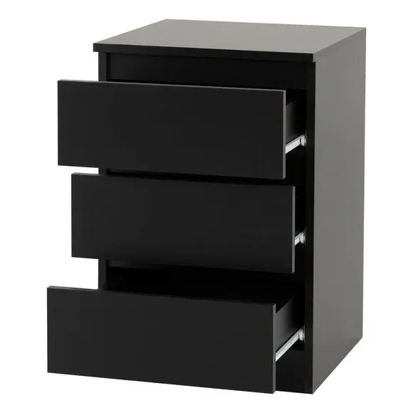 Set of 2 Bedside Tables with 3 Drawers - Black