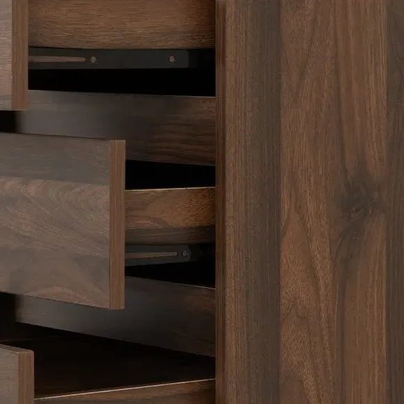 Set of 2 Bedside Tables with 3 Drawers - Walnut