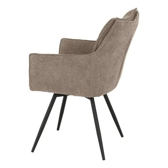 Set of 2 Carver Swivel Dining Chairs - Fawn, Fabric