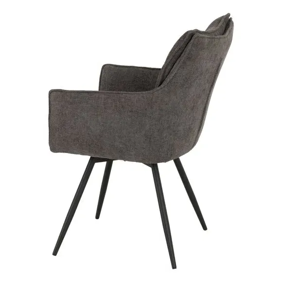 Set of 2 Carver Swivel Dining Chairs - Grey, Fabric
