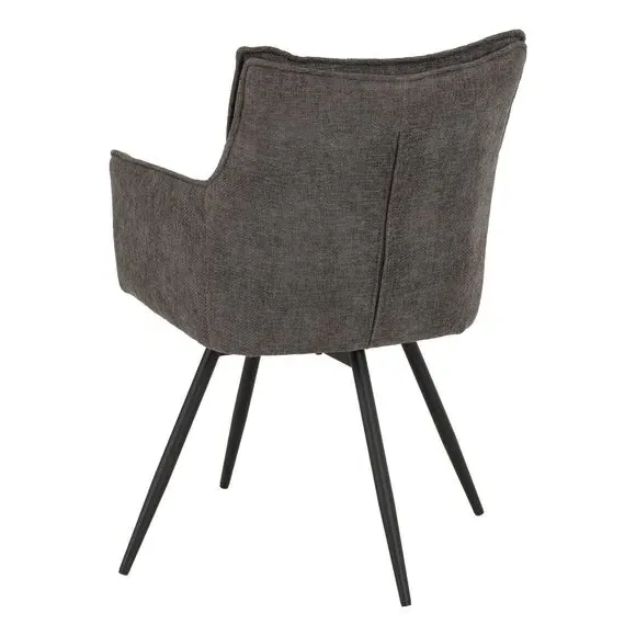 Set of 2 Carver Swivel Dining Chairs - Grey, Fabric