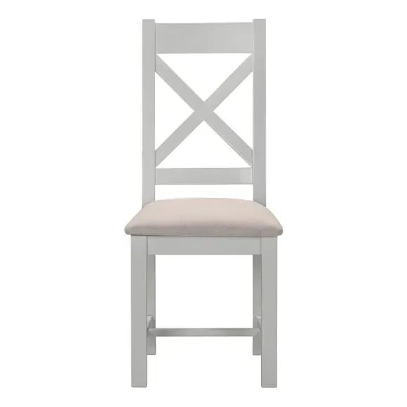 Set of 2 Cross Back Dining Chairs - Grey, Wood