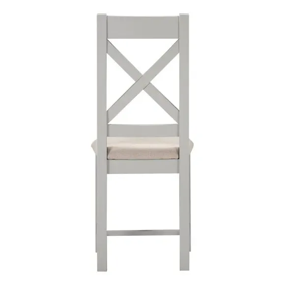 Set of 2 Cross Back Dining Chairs - Grey, Wood