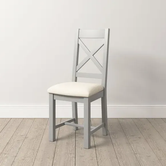 Set of 2 Cross Back Dining Chairs - Grey, Wood image