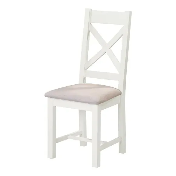 Set of 2 Cross Back Dining Chairs - Ivory, Wood