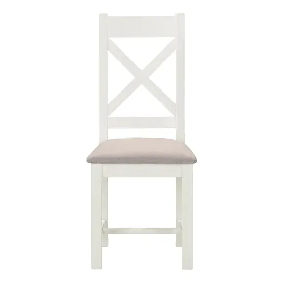 Set of 2 Cross Back Dining Chairs - Ivory, Wood