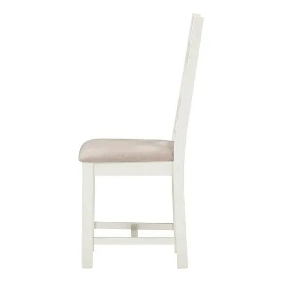 Set of 2 Cross Back Dining Chairs - Ivory, Wood