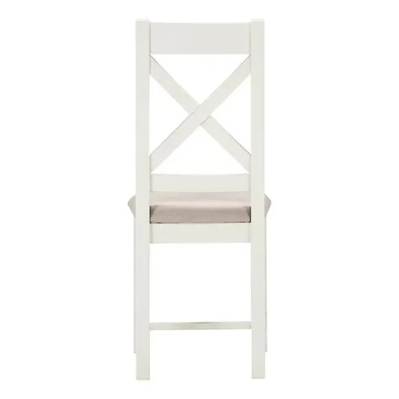 Set of 2 Cross Back Dining Chairs - Ivory, Wood