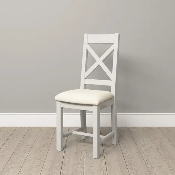 Set of 2 Cross Back Dining Chairs - Ivory, Wood