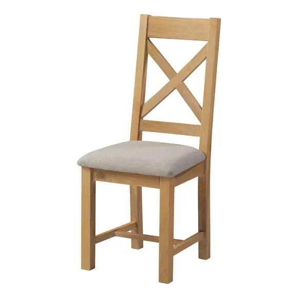 Set of 2 Cross Back Dining Chairs - Natural, Wood