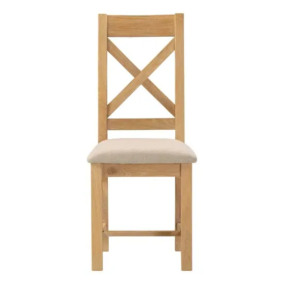 Set of 2 Cross Back Dining Chairs - Natural, Wood