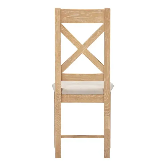 Set of 2 Cross Back Dining Chairs - Natural, Wood