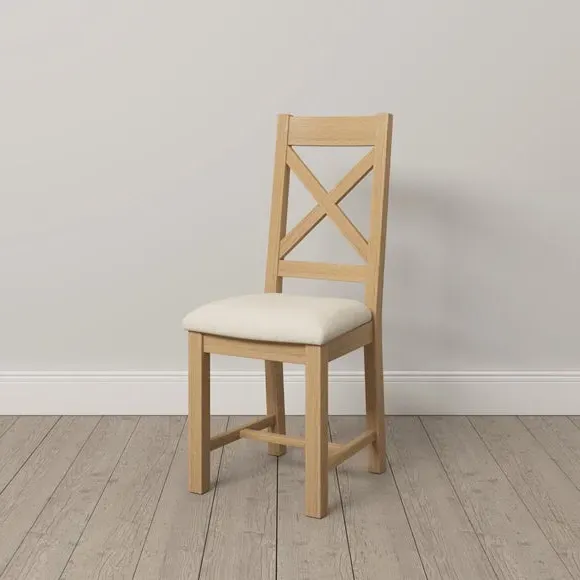 Set of 2 Cross Back Dining Chairs - Natural, Wood