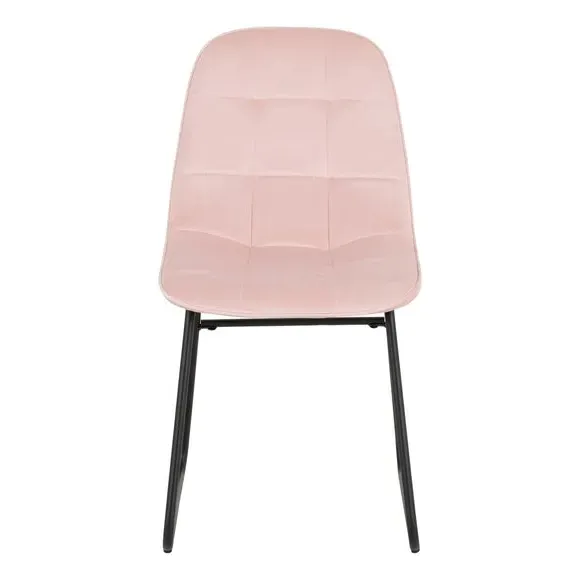Set of 2 Dining Chairs - Baby Pink, Velvet