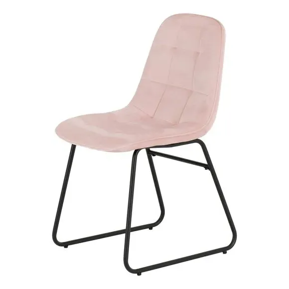 Set of 2 Dining Chairs - Baby Pink, Velvet