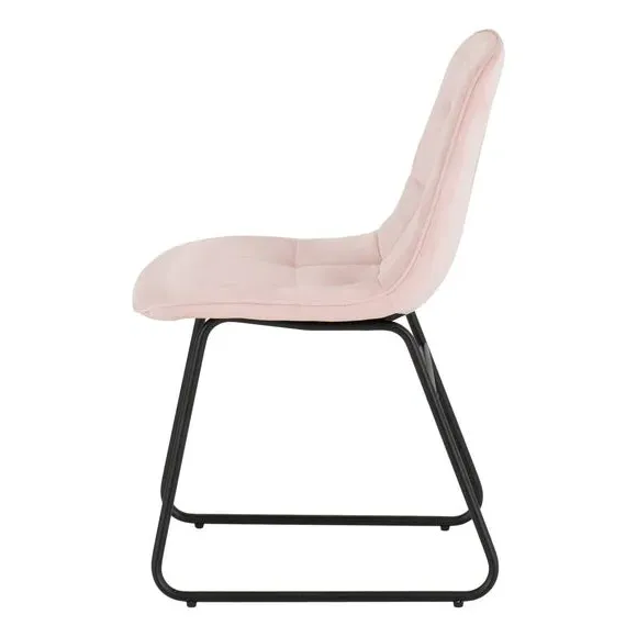 Set of 2 Dining Chairs - Baby Pink, Velvet