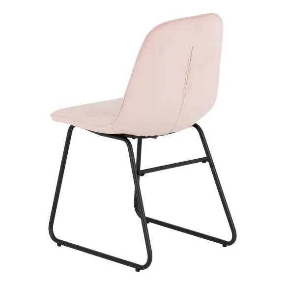 Set of 2 Dining Chairs - Baby Pink, Velvet