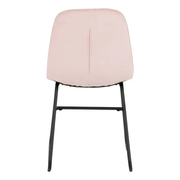 Set of 2 Dining Chairs - Baby Pink, Velvet