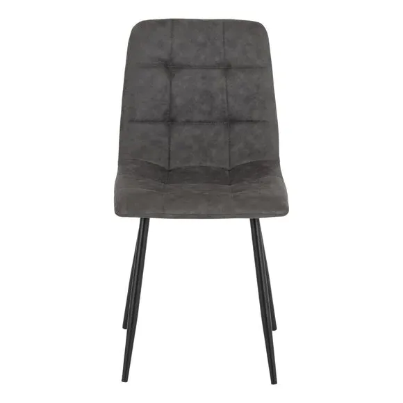 Set of 2 Dining Chairs - Charcoal, Faux Suede