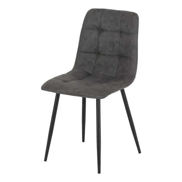 Set of 2 Dining Chairs - Charcoal, Faux Suede