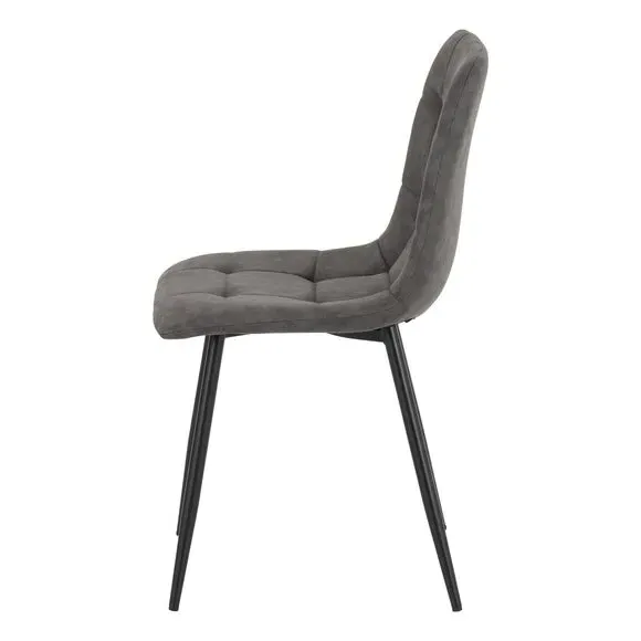 Set of 2 Dining Chairs - Charcoal, Faux Suede