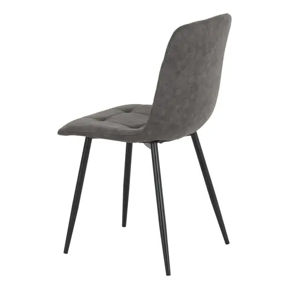 Set of 2 Dining Chairs - Charcoal, Faux Suede