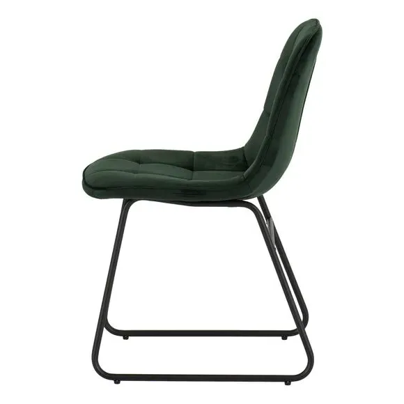Set of 2 Dining Chairs - Emerald Green, Velvet