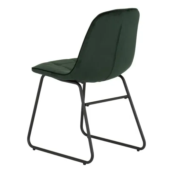 Set of 2 Dining Chairs - Emerald Green, Velvet